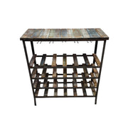 Industrial Rustic Reclaimed Wood Wine Rack & Bar Console