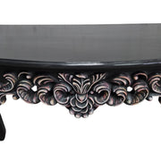 Upcycled Baroque Style Hand Carved Black Console Table