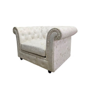 Regal White Speckled Chesterfield Armchair with Roll Arms