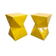 Bold Mustard Yellow Hourglass Faceted Geometric Side Table