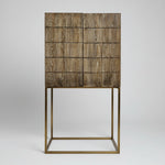 Marina Home Industrial Style Reclaimed Wood and Brass Bar Cabinet