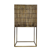 Marina Home Industrial Style Reclaimed Wood and Brass Bar Cabinet
