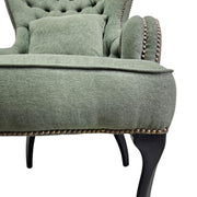 Sedar Vintage Style Green Fabric Tufted Wingback Armchair