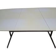 Extendable White Dining Table with Silver Metal Base