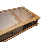 Heritage Solid Wood Multi Panel Low Profile Coffee Table with Drawer