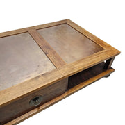 Heritage Solid Wood Multi Panel Low Profile Coffee Table with Drawer