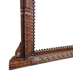 Stately Tramp Art Style Carved Wood Overmantel Mirror