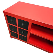 Striking Red and Black Orient-Inspired 12-Drawer Sideboard