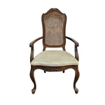 Extravagant French Provincial Extendable Wooden Dining Table and Rattan Chair Set