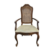 Extravagant French Provincial Extendable Wooden Dining Table and Rattan Chair Set