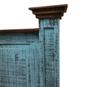 Distressed Teal Wooden King-Sized Bed Frame