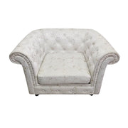 Regal White Speckled Chesterfield Armchair with Roll Arms