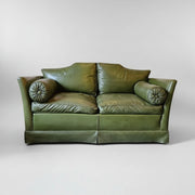 Vintage Moss Green Genuine Leather 2 Seater Sofa