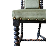 19th-Century French-Inspired Velvet Spool Accent Chair