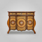 Ornate Italian Style Hand Painted Floral Inlay Wooden Sideboard Credenza