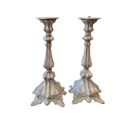 Baroque Style Silver Plated Ornate Cast Metal Taper Candlestick