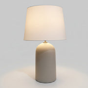 Contemporary Matte Grey Ceramic Capsule Bedside Table Lamp
