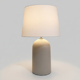 Contemporary Matte Grey Ceramic Capsule Bedside Table Lamp