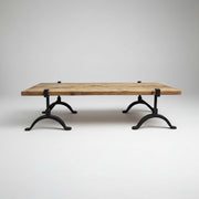 Rustic Industrial Reclaimed Wood Coffee Table with Cast Iron Legs