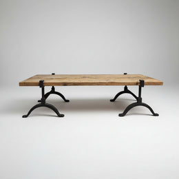 Rustic Industrial Reclaimed Wood Coffee Table with Cast Iron Legs