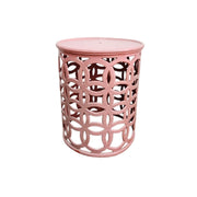 Soft Pink Interlocking Circle Metal Round Side Table