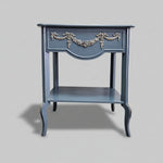 French Provincial Style Upcycled Slate Blue Wooden Side Table