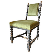 19th-Century French-Inspired Velvet Spool Accent Chair