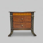 Regal Empire Style Inlaid Walnut Bedside Chest