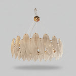 Luminous Frosted Glass Feather Ring Pendant Chandelier