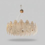 Luminous Frosted Glass Feather Ring Pendant Chandelier