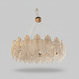 Luminous Frosted Glass Feather Ring Pendant Chandelier