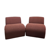 Sculptural Mauve Bouclé Wave Lounge Chair