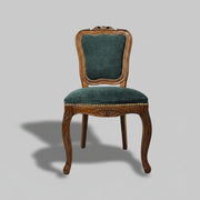 THE One Vintage Style Carved Wood Emerald Green Velvet Dining Chair