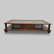 Heritage Solid Wood Multi Panel Low Profile Coffee Table with Drawer