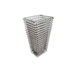 Clear Glass Art Deco Style Ribbed Tapered Square Vase