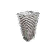 Clear Glass Art Deco Style Ribbed Tapered Square Vase