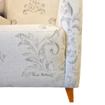 Graceful Baroque Pattern Cream Fabric Armchair with Tapered Timber Legs
