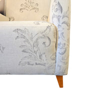Graceful Baroque Pattern Cream Fabric Armchair with Tapered Timber Legs