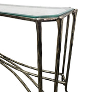 Marina Home Textured Bronze Finish Console Table with Glass Top