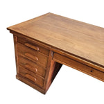 Mid-Century Double Pedestal Solid Oak Executive Desk