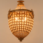 Ormolu Antique Style Gilded Brass and Crystal Acorn Pendant Chandelier