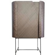 Sculptural Bronze-Finish Tall Bar Cabinet with Slender Legs
