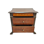 Regal Empire Style Inlaid Walnut Bedside Chest