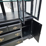 Vintage Style Classic Black Wooden Display Cabinet and Hutch