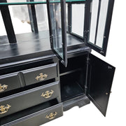 Vintage Style Classic Black Wooden Display Cabinet and Hutch