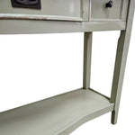 Elegant Sage Bow-Front Console Table with Open Shelving