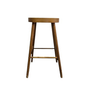 Rustic Carved Wood Saddle Seat Bar Stool