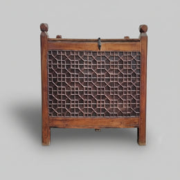Heritage Solid Wood Carved Jali Storage Trunk Chest