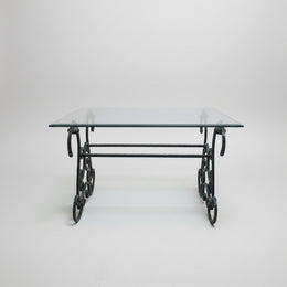 Wrought Iron Scrollwork Glass Top Coffee Table