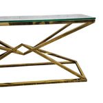 Bloomr Modern Gold Geometric Metal Glass Top Console Table